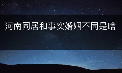 河南同居和事实婚姻不同是啥