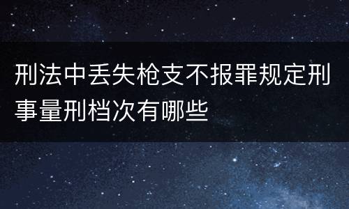 刑法中丢失枪支不报罪规定刑事量刑档次有哪些