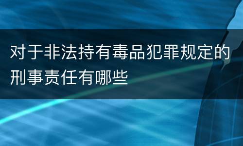 对于非法持有毒品犯罪规定的刑事责任有哪些