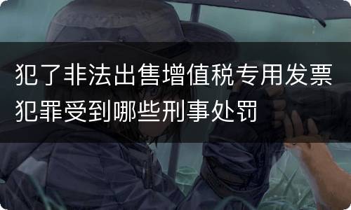 犯了非法出售增值税专用发票犯罪受到哪些刑事处罚