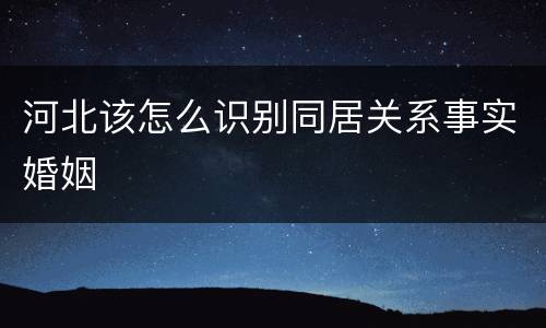河北该怎么识别同居关系事实婚姻