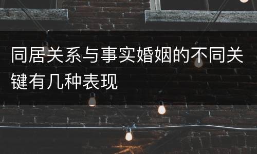 同居关系与事实婚姻的不同关键有几种表现