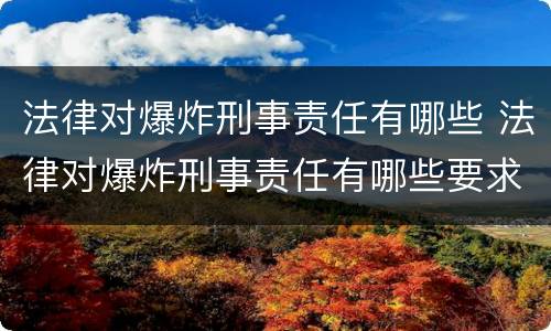 法律对爆炸刑事责任有哪些 法律对爆炸刑事责任有哪些要求