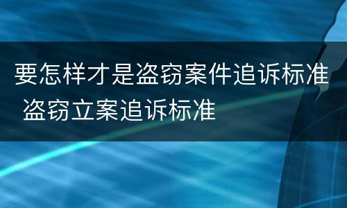 要怎样才是盗窃案件追诉标准 盗窃立案追诉标准