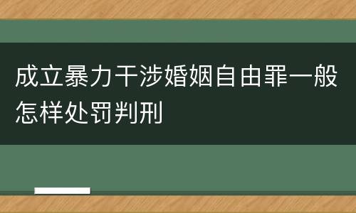 成立暴力干涉婚姻自由罪一般怎样处罚判刑