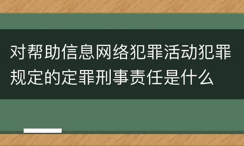 对帮助信息网络犯罪活动犯罪规定的定罪刑事责任是什么