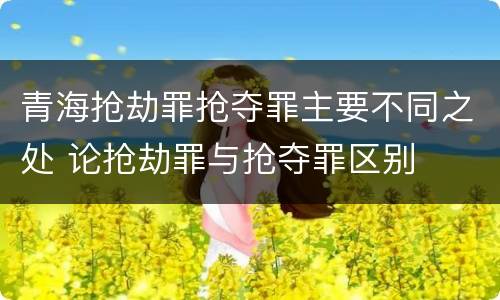 青海抢劫罪抢夺罪主要不同之处 论抢劫罪与抢夺罪区别