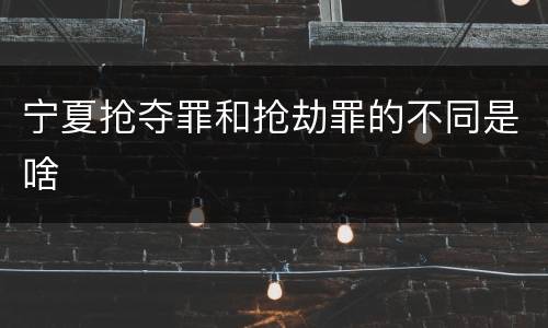 宁夏抢夺罪和抢劫罪的不同是啥