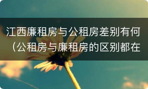 江西廉租房与公租房差别有何（公租房与廉租房的区别都在此,别再搞错了!）