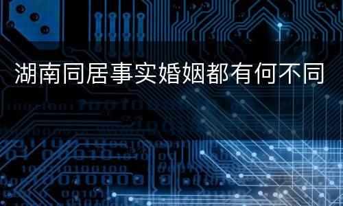 湖南同居事实婚姻都有何不同