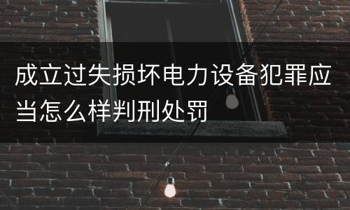 成立过失损坏电力设备犯罪应当怎么样判刑处罚
