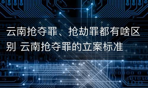 云南抢夺罪、抢劫罪都有啥区别 云南抢夺罪的立案标准