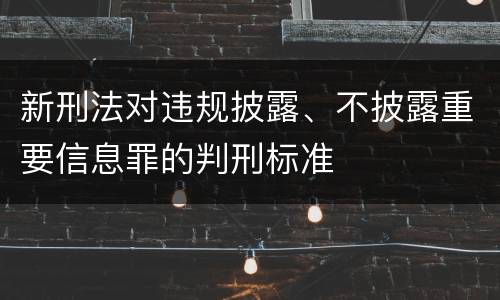 新刑法对违规披露、不披露重要信息罪的判刑标准