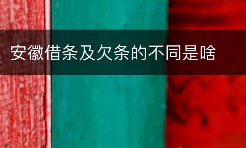 安徽借条及欠条的不同是啥