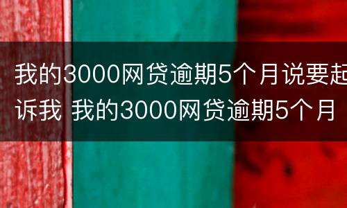 我的3000网贷逾期5个月说要起诉我 我的3000网贷逾期5个月说要起诉我了