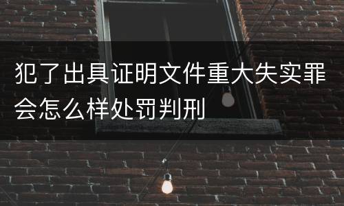 犯了出具证明文件重大失实罪会怎么样处罚判刑