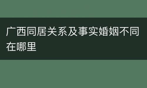 广西同居关系及事实婚姻不同在哪里