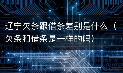 辽宁欠条跟借条差别是什么（欠条和借条是一样的吗）