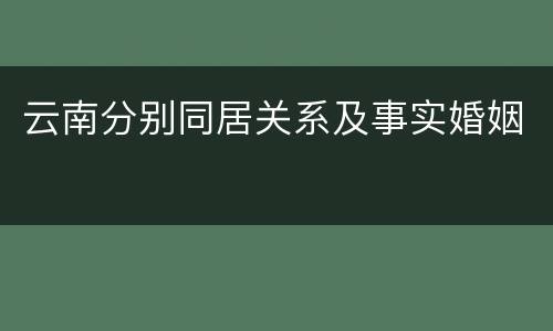 云南分别同居关系及事实婚姻