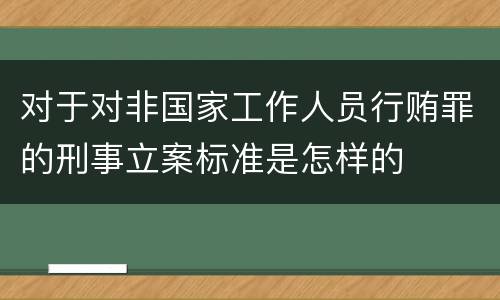 对于对非国家工作人员行贿罪的刑事立案标准是怎样的