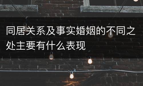 同居关系及事实婚姻的不同之处主要有什么表现