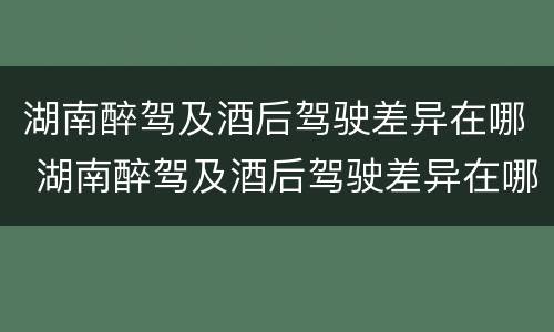 湖南醉驾及酒后驾驶差异在哪 湖南醉驾及酒后驾驶差异在哪查询