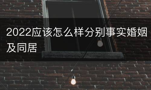 2022应该怎么样分别事实婚姻及同居