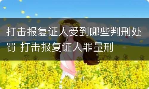 打击报复证人受到哪些判刑处罚 打击报复证人罪量刑