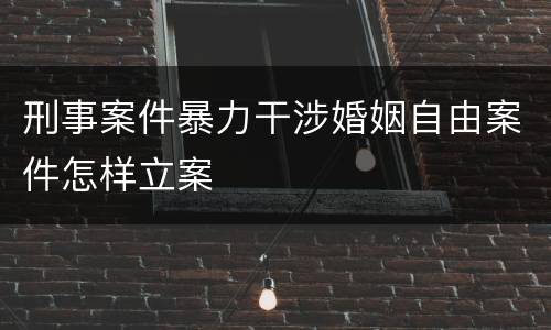 刑事案件暴力干涉婚姻自由案件怎样立案