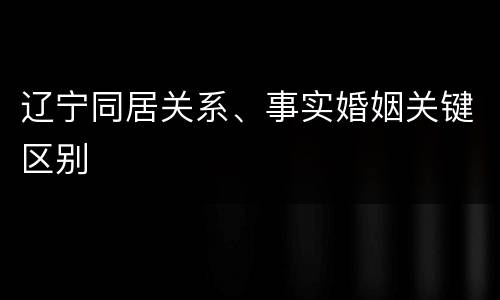 辽宁同居关系、事实婚姻关键区别
