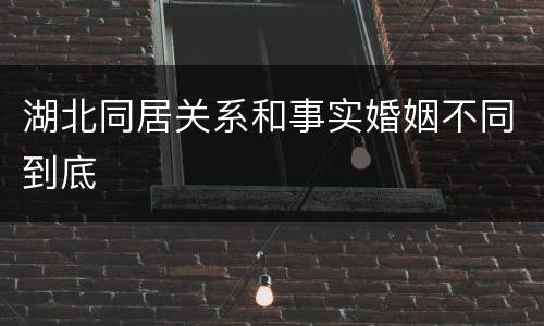 湖北同居关系和事实婚姻不同到底