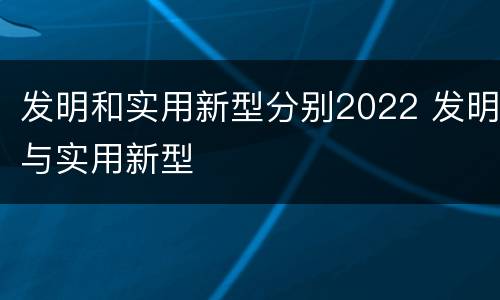发明和实用新型分别2022 发明与实用新型