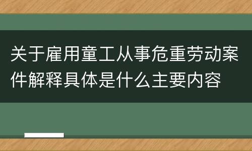 关于雇用童工从事危重劳动案件解释具体是什么主要内容