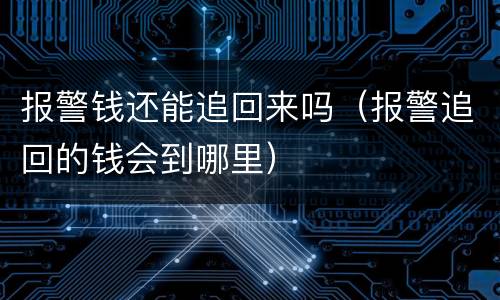 报警钱还能追回来吗（报警追回的钱会到哪里）