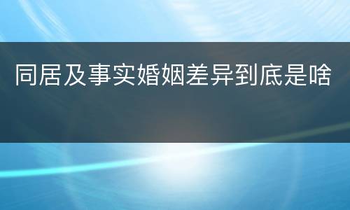 同居及事实婚姻差异到底是啥