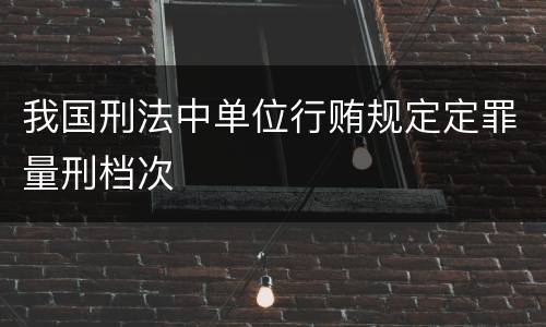我国刑法中单位行贿规定定罪量刑档次