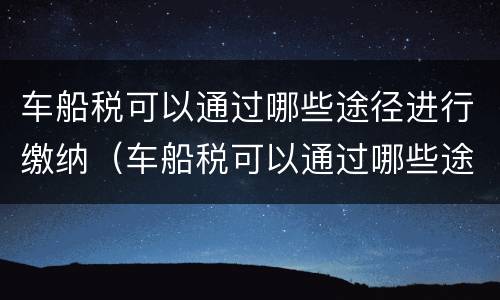 车船税可以通过哪些途径进行缴纳（车船税可以通过哪些途径进行缴纳呢）