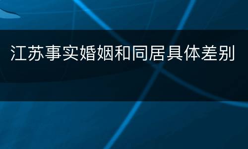 江苏事实婚姻和同居具体差别