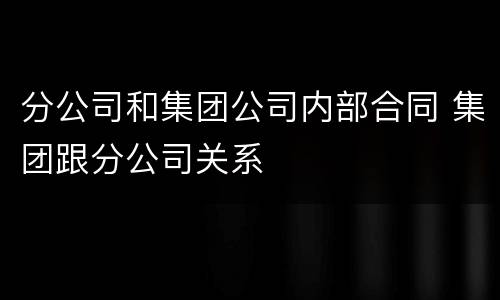 分公司和集团公司内部合同 集团跟分公司关系