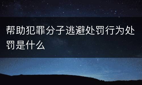 帮助犯罪分子逃避处罚行为处罚是什么