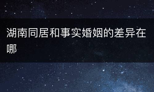 湖南同居和事实婚姻的差异在哪