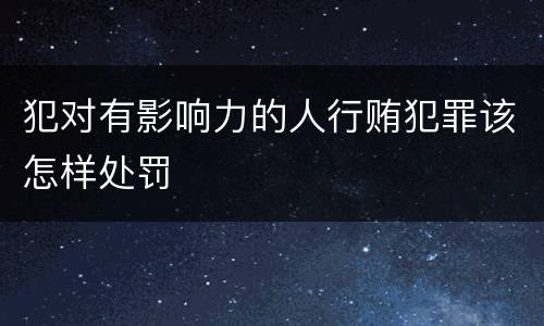 犯对有影响力的人行贿犯罪该怎样处罚