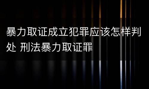 暴力取证成立犯罪应该怎样判处 刑法暴力取证罪