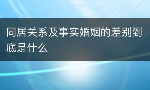 同居关系及事实婚姻的差别到底是什么