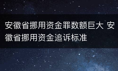 安徽省挪用资金罪数额巨大 安徽省挪用资金追诉标准