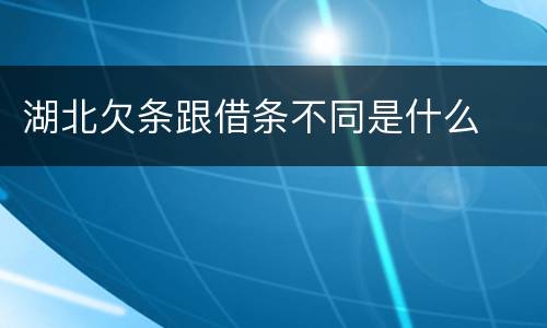 湖北欠条跟借条不同是什么