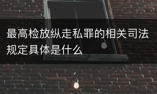 最高检放纵走私罪的相关司法规定具体是什么