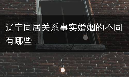 辽宁同居关系事实婚姻的不同有哪些