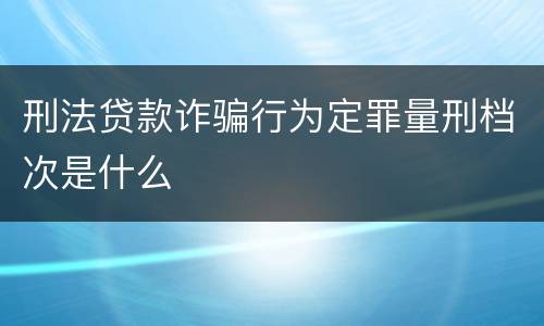 刑法贷款诈骗行为定罪量刑档次是什么