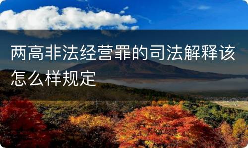 两高非法经营罪的司法解释该怎么样规定